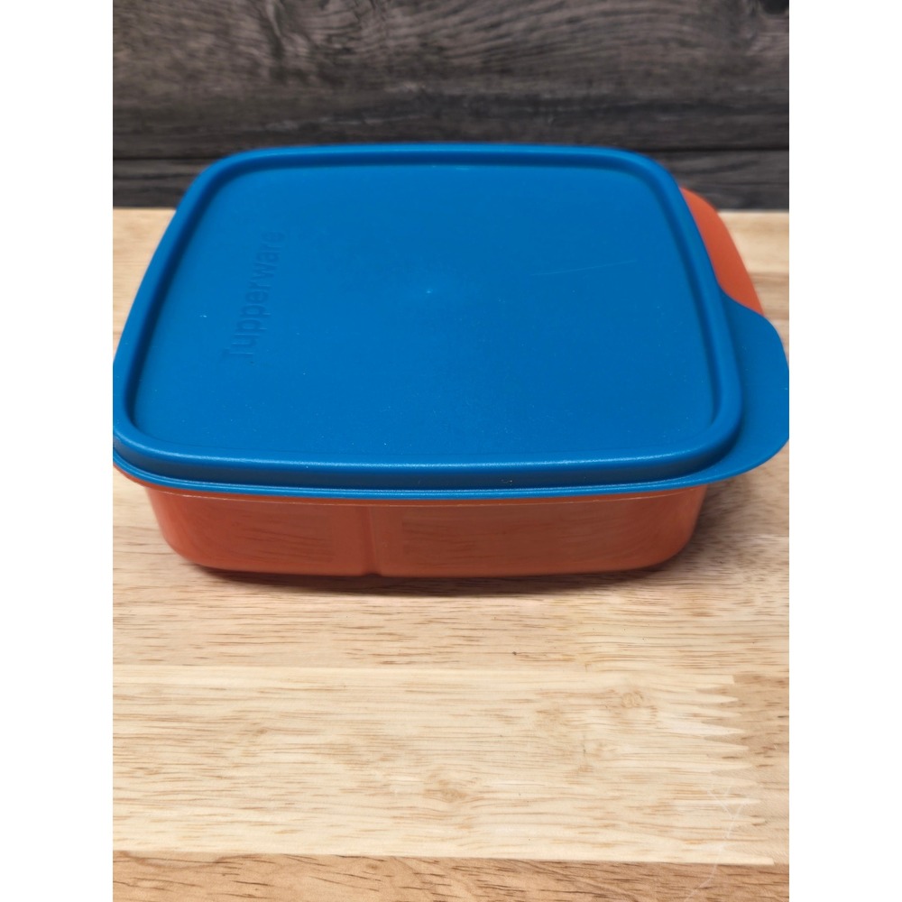 Tupperware 3 Compartment Bento Lunch Box Orange Blue 550ml 7503D-6